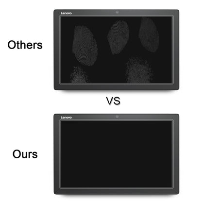Tempered glass screen protector for Lenovo Miix 5 in anti-fingerprint smudge comparison graphic