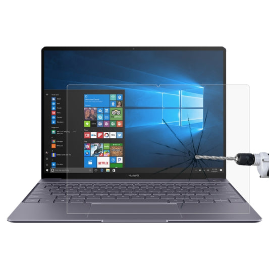 Tempered glass screen protector applied on laptop display