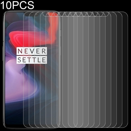 Tempered glass screen protector film set of 10 for OnePlus 6, clear 2.5D