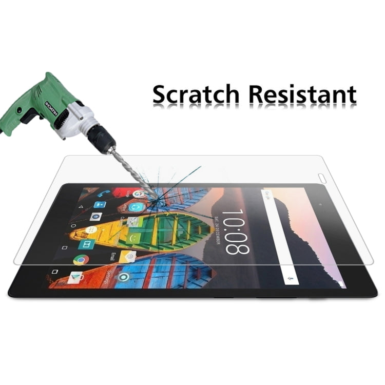 Tempered glass screen protector on tablet screen, scratch-resistant coverage