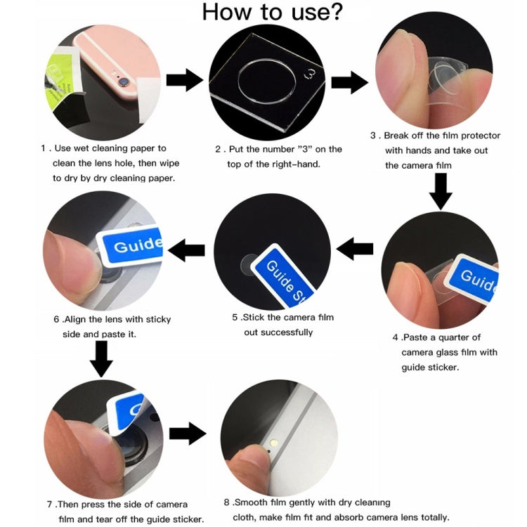 Rear camera lens protector film with guide stickers for easy alignment