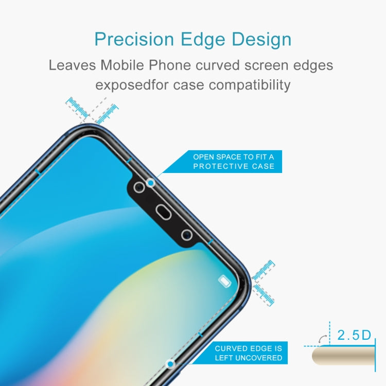 Tempered glass with 2.5D curved edge design for phone case compatibility
