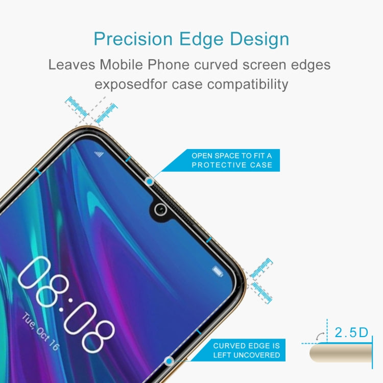 Tempered glass screen protector for curved phone edges, 2.5D design