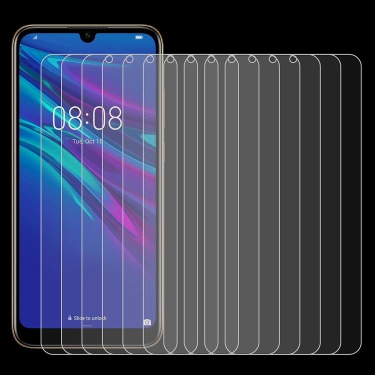 Tempered glass screen protector set overlaying phone display, clear 9H films