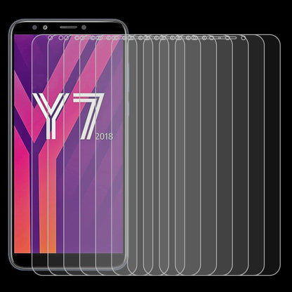 10-pack clear tempered glass screen protectors shown aligned for phone front