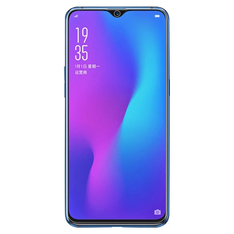 OPPO R17 phone front view with curved display, tempered glass protector fit