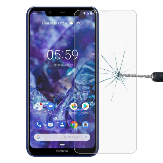 Tempered glass screen protector for Nokia 5.1 Plus, clear panel with cutout for camera