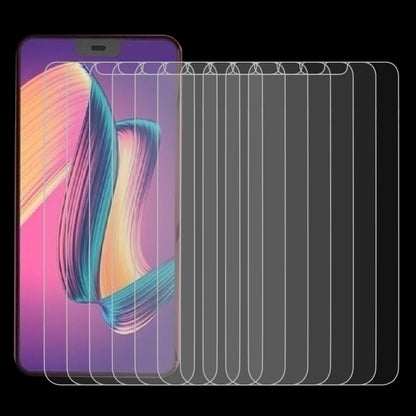 Tempered glass screen protectors set over phone front, clear 2.5D curve, 50 pack
