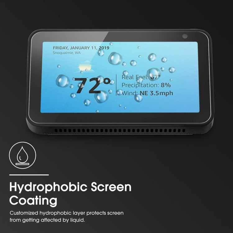 Explosion-proof tempered glass screen protector for Echo Show 5, hydrophobic clear film with water droplets