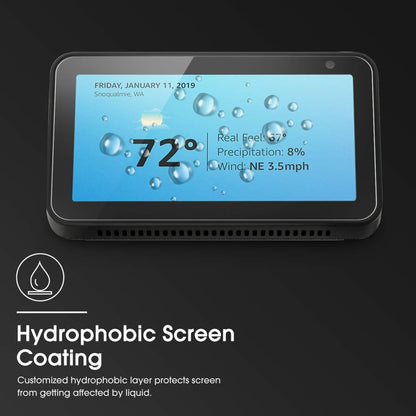 Explosion-proof tempered glass screen protector for Echo Show 5, hydrophobic clear film with water droplets