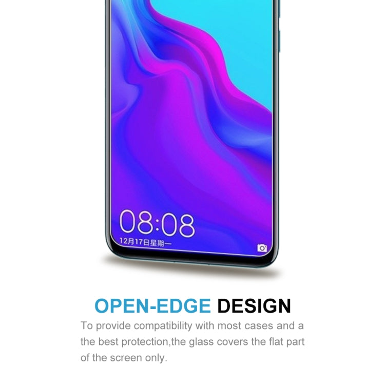 Tempered glass screen protector covering a phone display with open-edge design