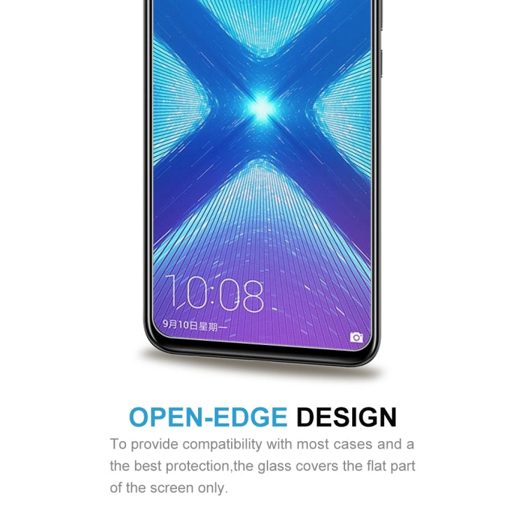Tempered glass screen protector applied to smartphone front display with curved edges