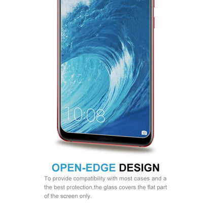 Close-up tempered glass screen protector covering a smartphone display