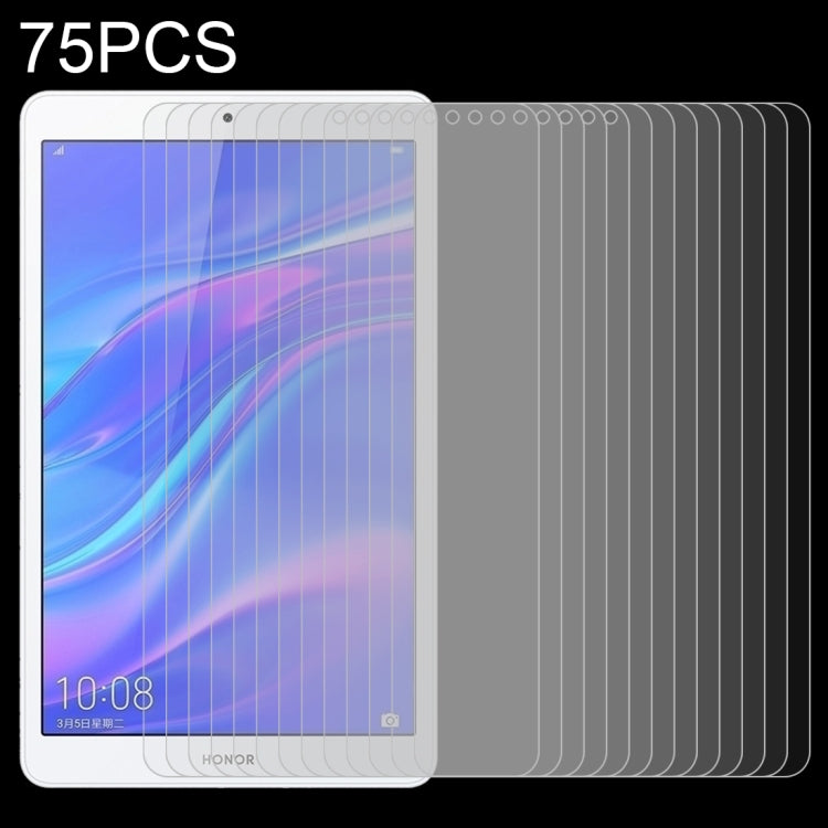 Tempered glass screen protector film set, 8-inch, anti-fingerprint, 75 pack