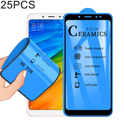 Full cover ceramic screen protector film set for smartphone, shown on phone displays