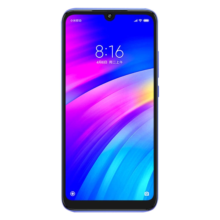 Tempered glass screen protector on Xiaomi Redmi 7 front, clear full coverage