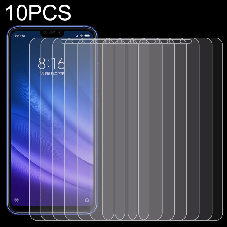 Set of 10 clear tempered glass screen protectors with 2.5D rounded edges