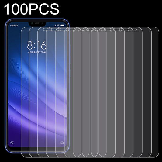 Set of 100 tempered glass screen protectors for Mi 8 Lite, 2.5D curved edge