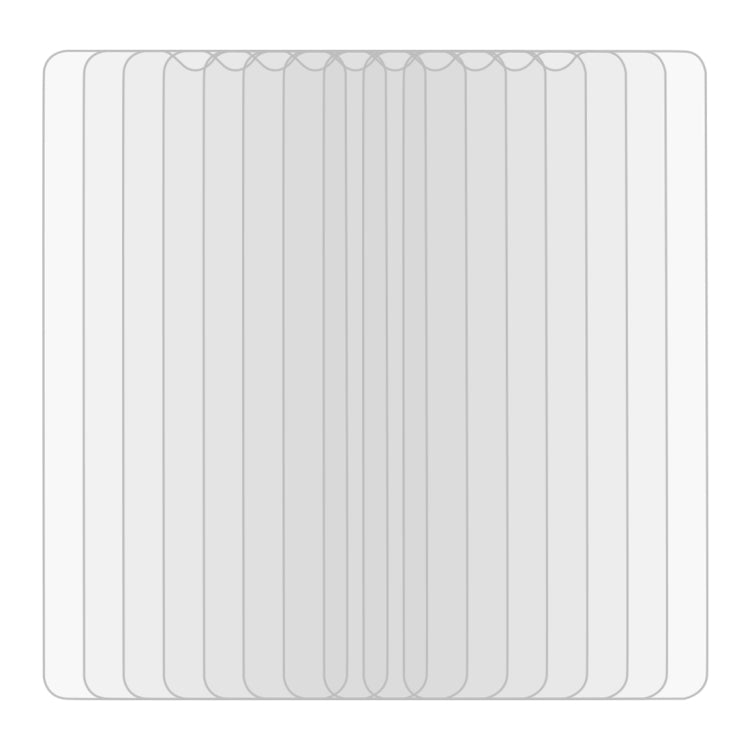 Stack of 10 tempered glass screen protector films in clear protective sheets