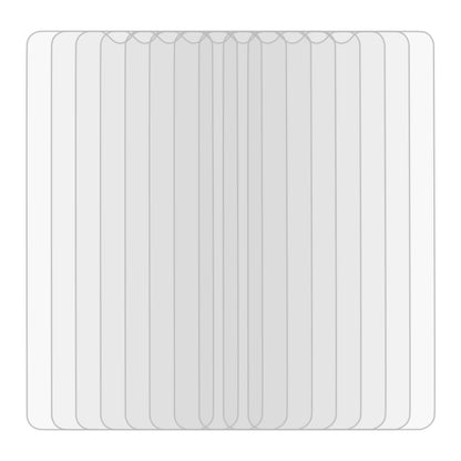 Stack of 10 tempered glass screen protector films in clear protective sheets