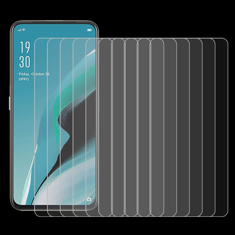 Tempered glass screen protector films, 10-pack, aligned for smartphone screen