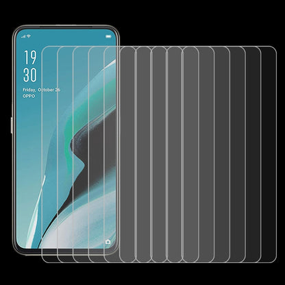 Tempered glass screen protector films, 10-pack, aligned for smartphone screen