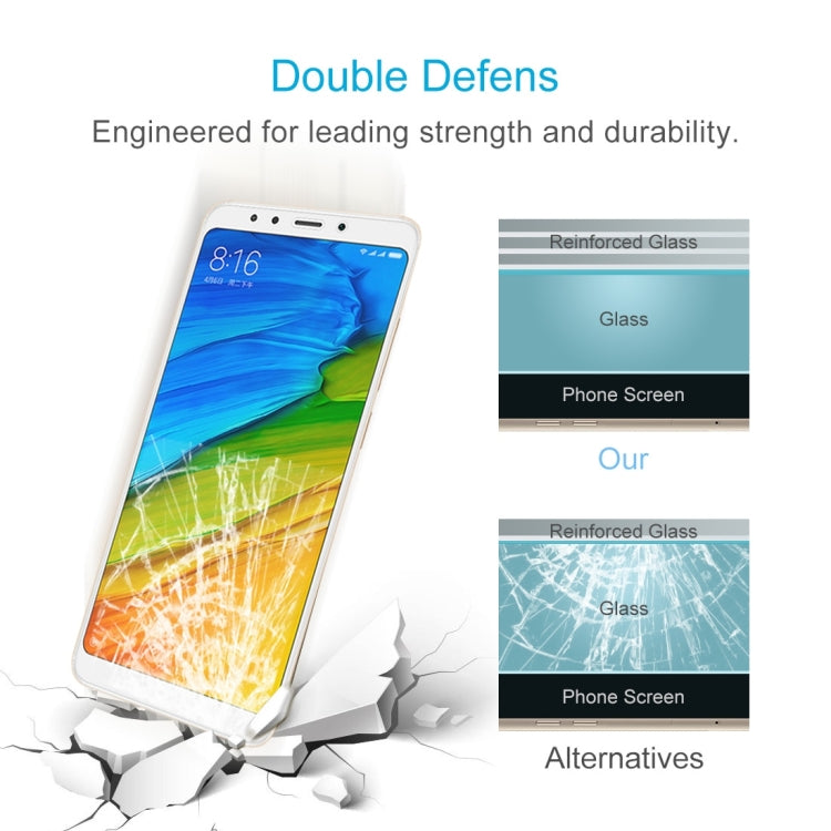 Tempered glass screen protector for Redmi 5, shown with reinforced glass layers