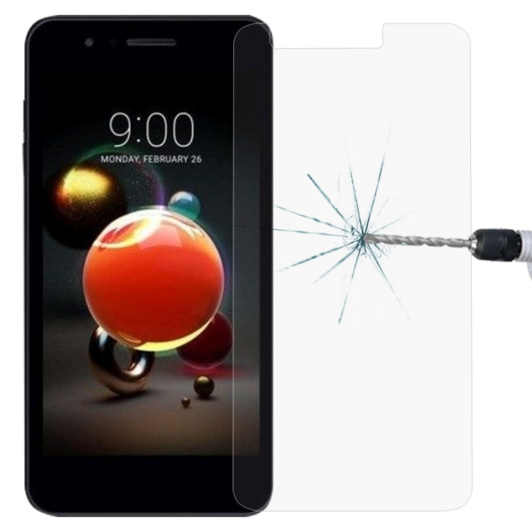 Clear 2.5D tempered glass screen protector for LG K8 2018 phone, rounded edges