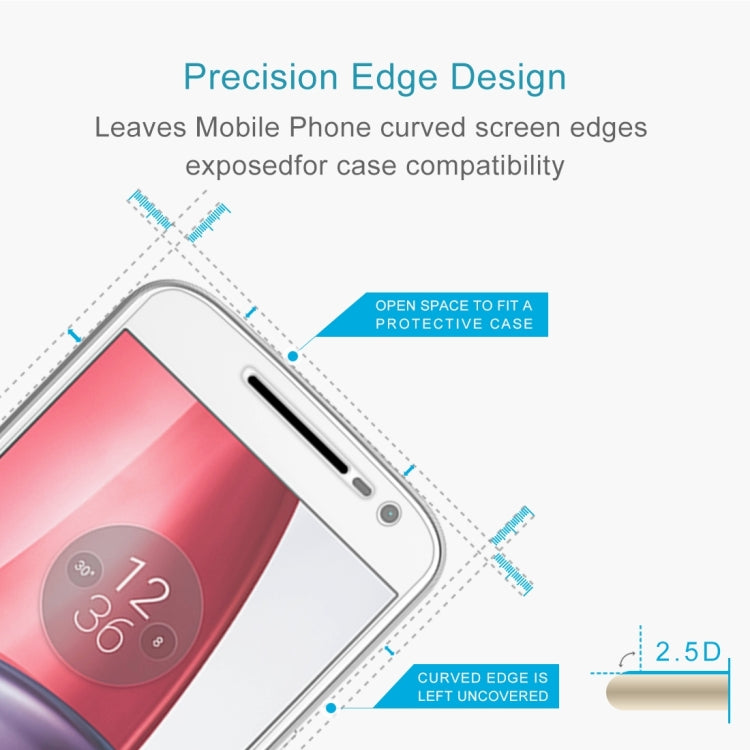 Tempered glass screen protector showing curved edge cutout for case compatibility