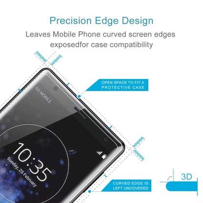 Tempered glass screen protector on phone edge with open area for case compatibility