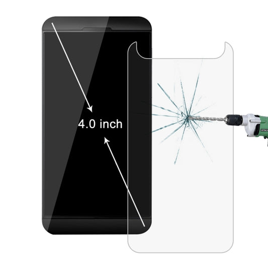 4.0-inch tempered glass screen protector on a phone screen with impact crack pattern