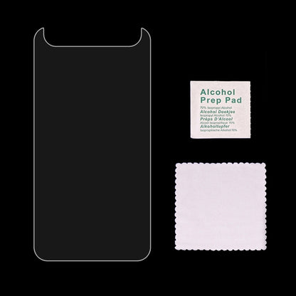 Tempered glass screen protector kit with alcohol prep pad and cleaning cloth