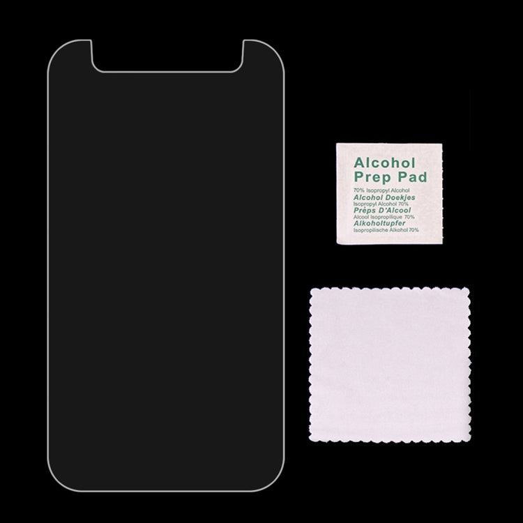 Tempered glass screen protector kit with alcohol prep pad and cleaning cloth