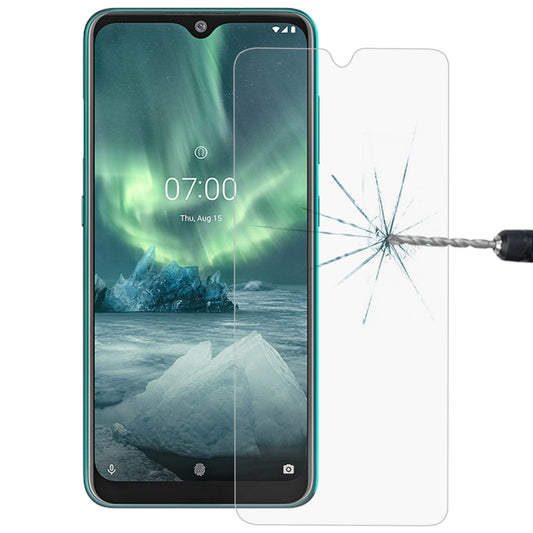 Tempered glass screen protector film for a Nokia 7.2, with break-test crack pattern