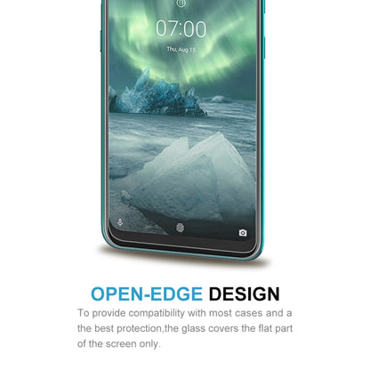 Tempered glass screen protector applied to a Nokia 7.2 front display