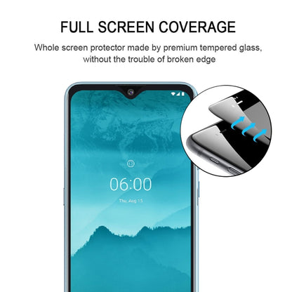 Tempered glass screen protector aligned over phone display, rounded full coverage