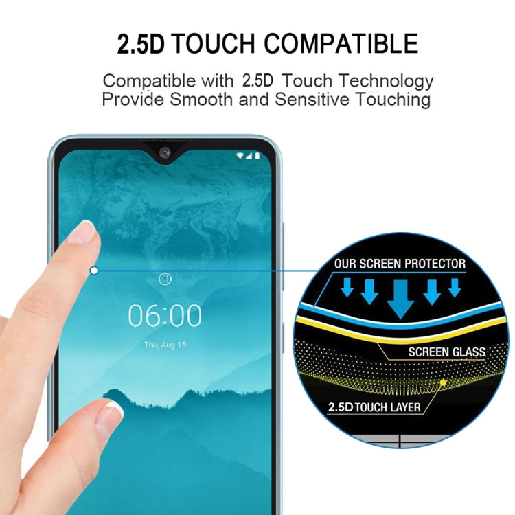 Tempered glass screen protector with 2.5D touch surface and finger touch area