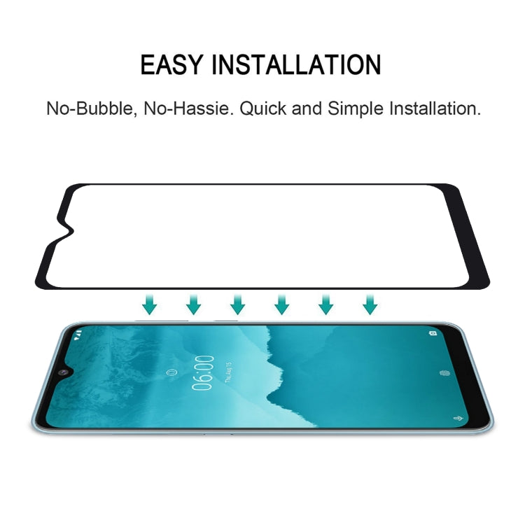 Tempered glass screen protector shown for easy installation with alignment arrows