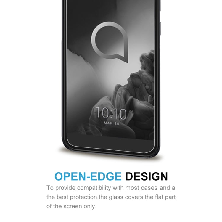 Tempered glass screen protector for Alcatel 1S (2019), open-edge design covering only flat screen