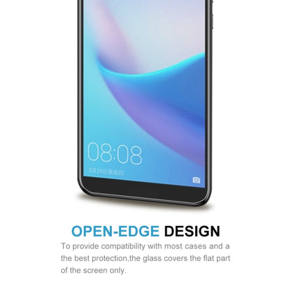 Tempered glass screen protector film fitted on smartphone screen, clear front cover.