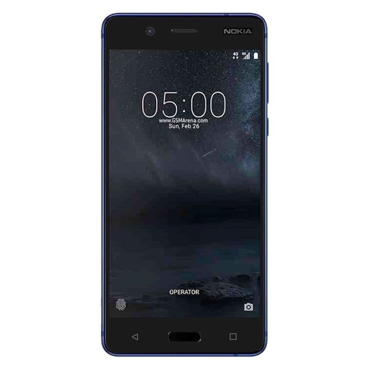 Tempered glass screen protector for Nokia 5 installed on phone screen, front view