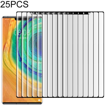 Set of 25 curved tempered glass screen protectors, clear, for smartphone screens