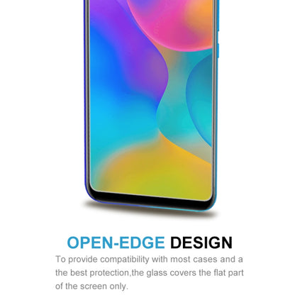 Tempered glass screen protector film aligned on smartphone display edge for case compatibility