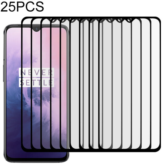 Set of 25 full-coverage tempered glass screen protectors for OnePlus 7T, clear sheets