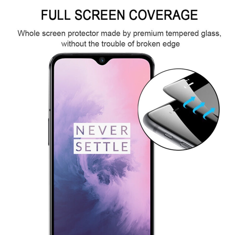 Full-coverage tempered glass screen protector with front cutout for OnePlus 7T, clear