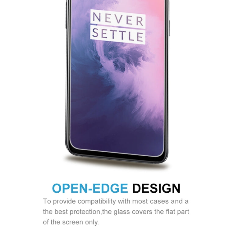 OnePlus 7T tempered glass screen protector with open-edge design for flat-screen area.