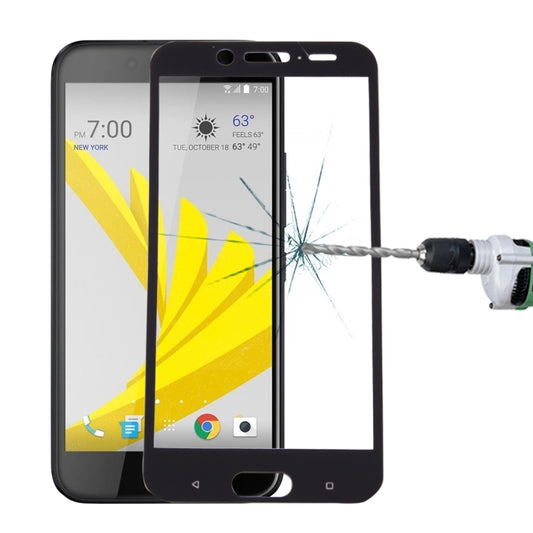 Black 2.5D curved tempered glass screen protector for HTC 10 evo, screen crack test