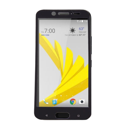 Black 2.5D curved tempered glass screen protector for HTC 10 evo, fitted front view