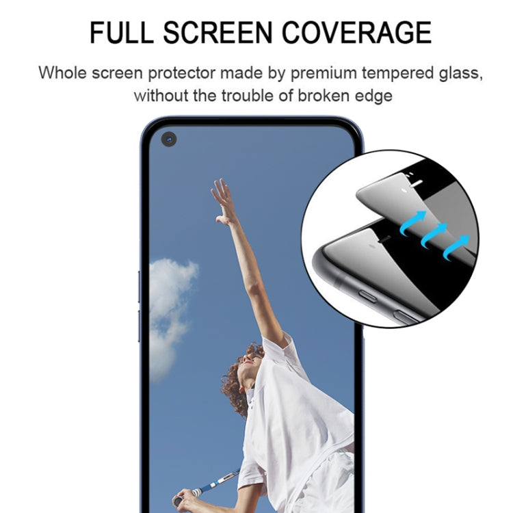 Tempered glass screen protector aligned on OPPO A52 front display