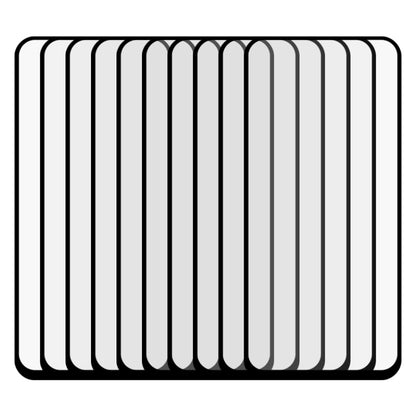 Stack of clear full-glue tempered glass screen protector sheets with rounded edges